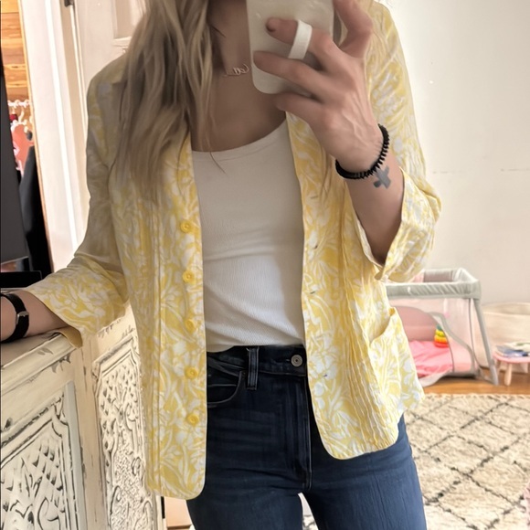 Kim Rogers Jackets & Blazers - Petite Floral Linen Shirt